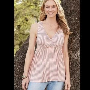 Matilda Jane Take the Wheel Tank Red & Cream Striped Shirt Top Small Cotton EXC